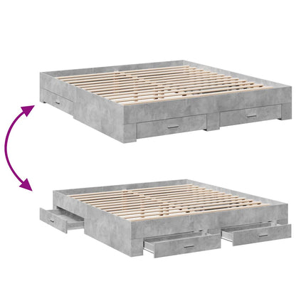 Giroletto Cassetti Grigio Cemento 180x200 cm Legno Multistrato | homemem39