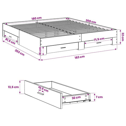 Giroletto Cassetti Grigio Cemento 180x200 cm Legno Multistrato | homemem39