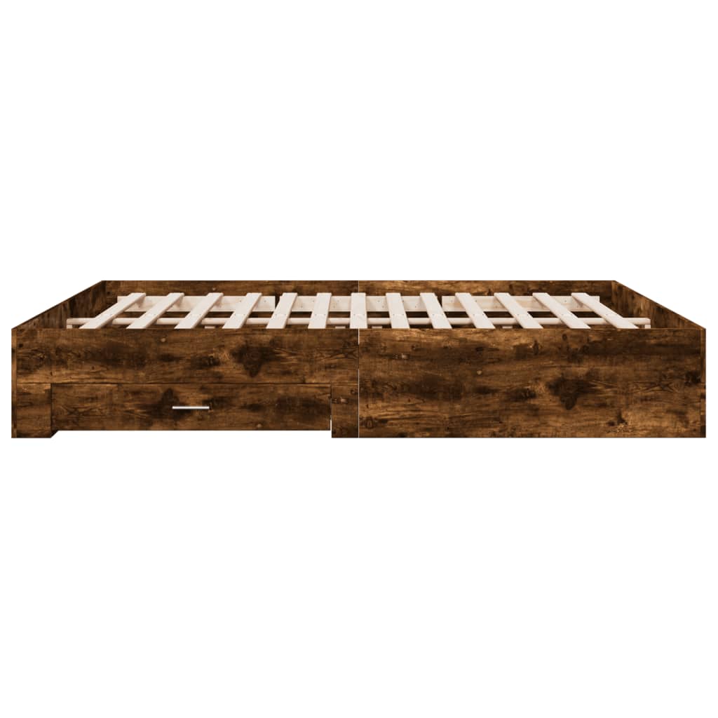 Giroletto con Cassetti Rovere Fumo 180x200 cm Legno Multistrato - homemem39