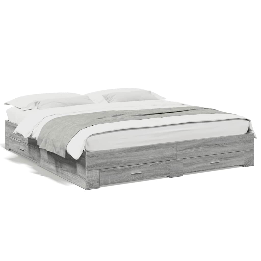 Giroletto Cassetti Grigio Sonoma 180x200 cm Legno Multistrato | homemem39