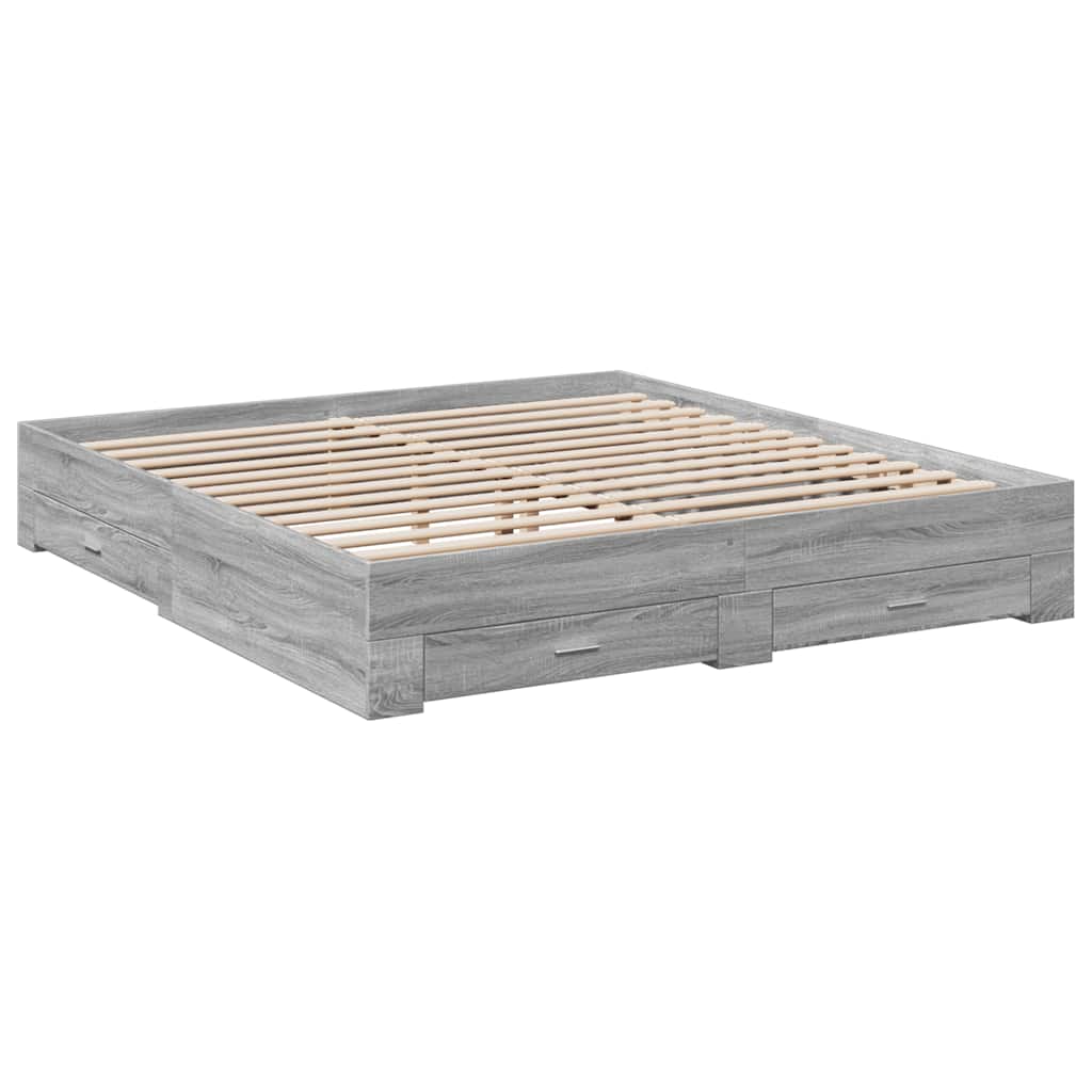 Giroletto Cassetti Grigio Sonoma 180x200 cm Legno Multistrato | homemem39