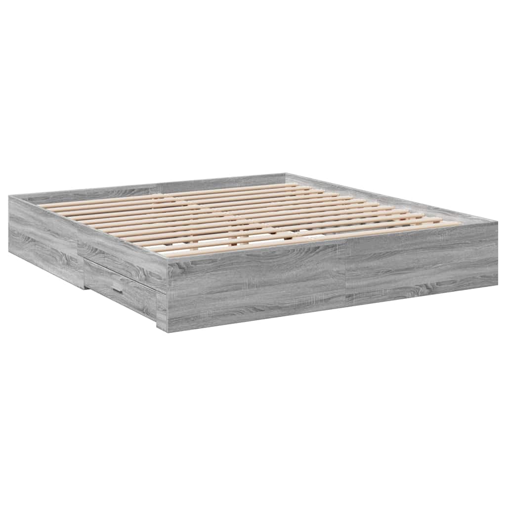 Giroletto Cassetti Grigio Sonoma 180x200 cm Legno Multistrato | homemem39