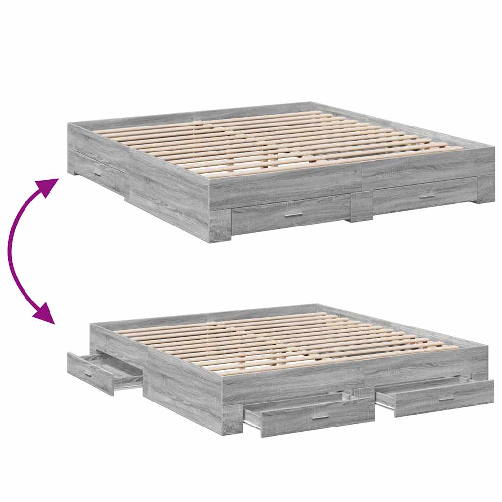 Giroletto Cassetti Grigio Sonoma 180x200 cm Legno Multistrato | homemem39