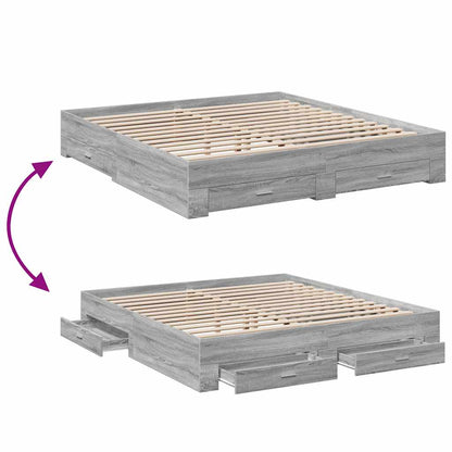 Giroletto Cassetti Grigio Sonoma 180x200 cm Legno Multistrato | homemem39
