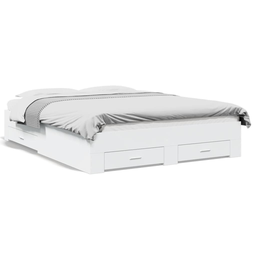 Giroletto con Cassetti Bianco 160x200 cm in Legno Multistrato - homemem39