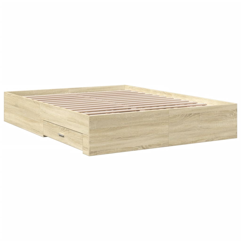 Giroletto Cassetti Rovere Sonoma 160x200 cm Legno Multistrato | homemem39