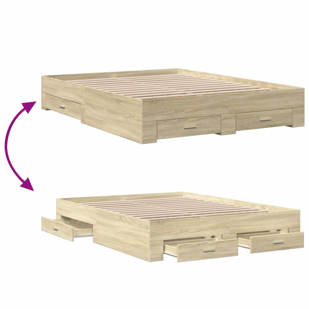 Giroletto Cassetti Rovere Sonoma 160x200 cm Legno Multistrato | homemem39