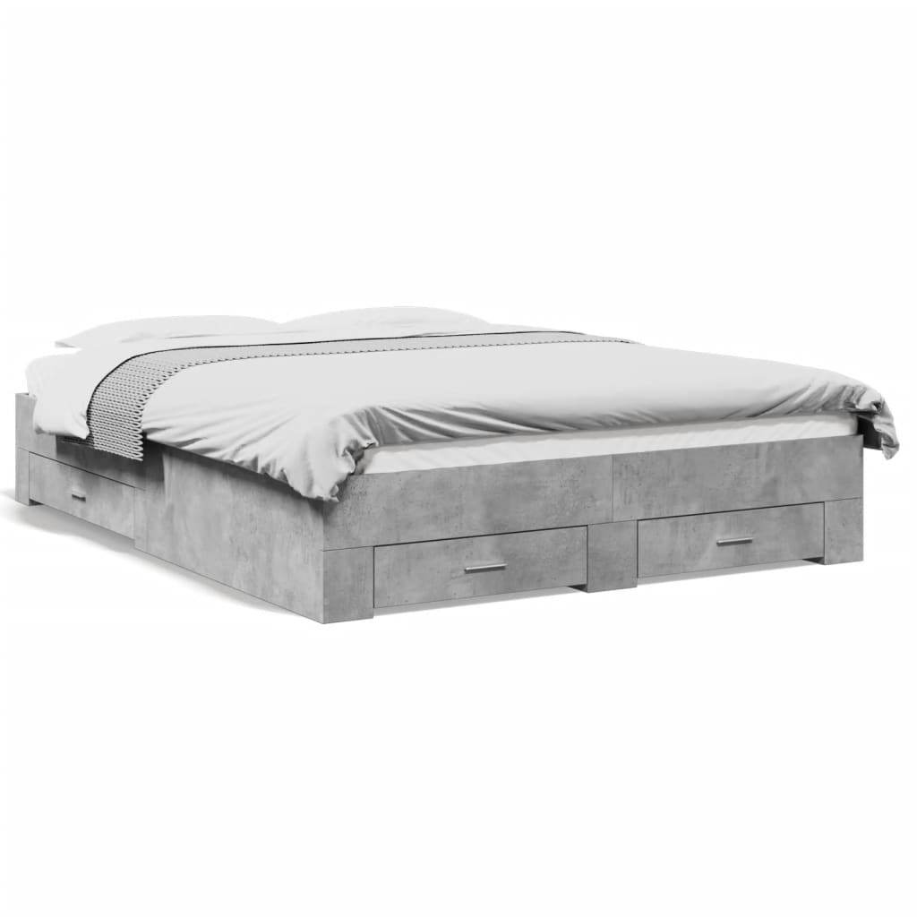 Giroletto Cassetti Grigio Cemento 160x200 cm Legno Multistrato | homemem39