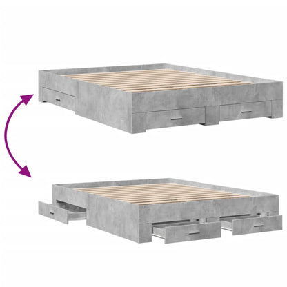 Giroletto Cassetti Grigio Cemento 160x200 cm Legno Multistrato | homemem39