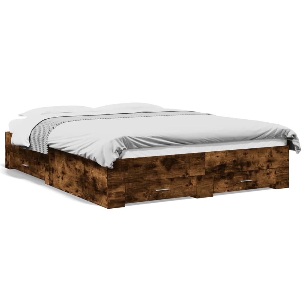 Giroletto con Cassetti Rovere Fumo 160x200 cm Legno Multistrato | homemem39