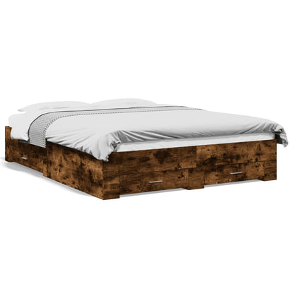 Giroletto con Cassetti Rovere Fumo 160x200 cm Legno Multistrato | homemem39