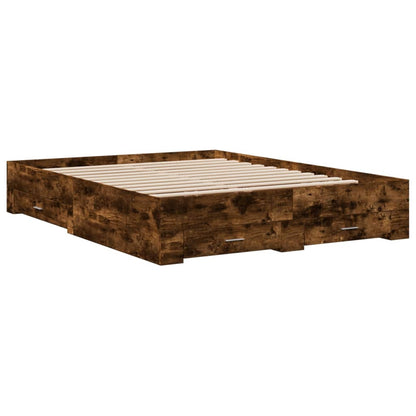 Giroletto con Cassetti Rovere Fumo 160x200 cm Legno Multistrato | homemem39