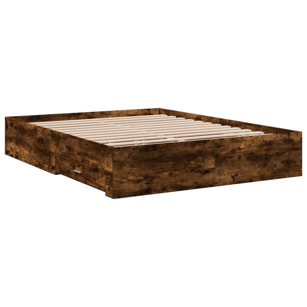 Giroletto con Cassetti Rovere Fumo 160x200 cm Legno Multistrato | homemem39