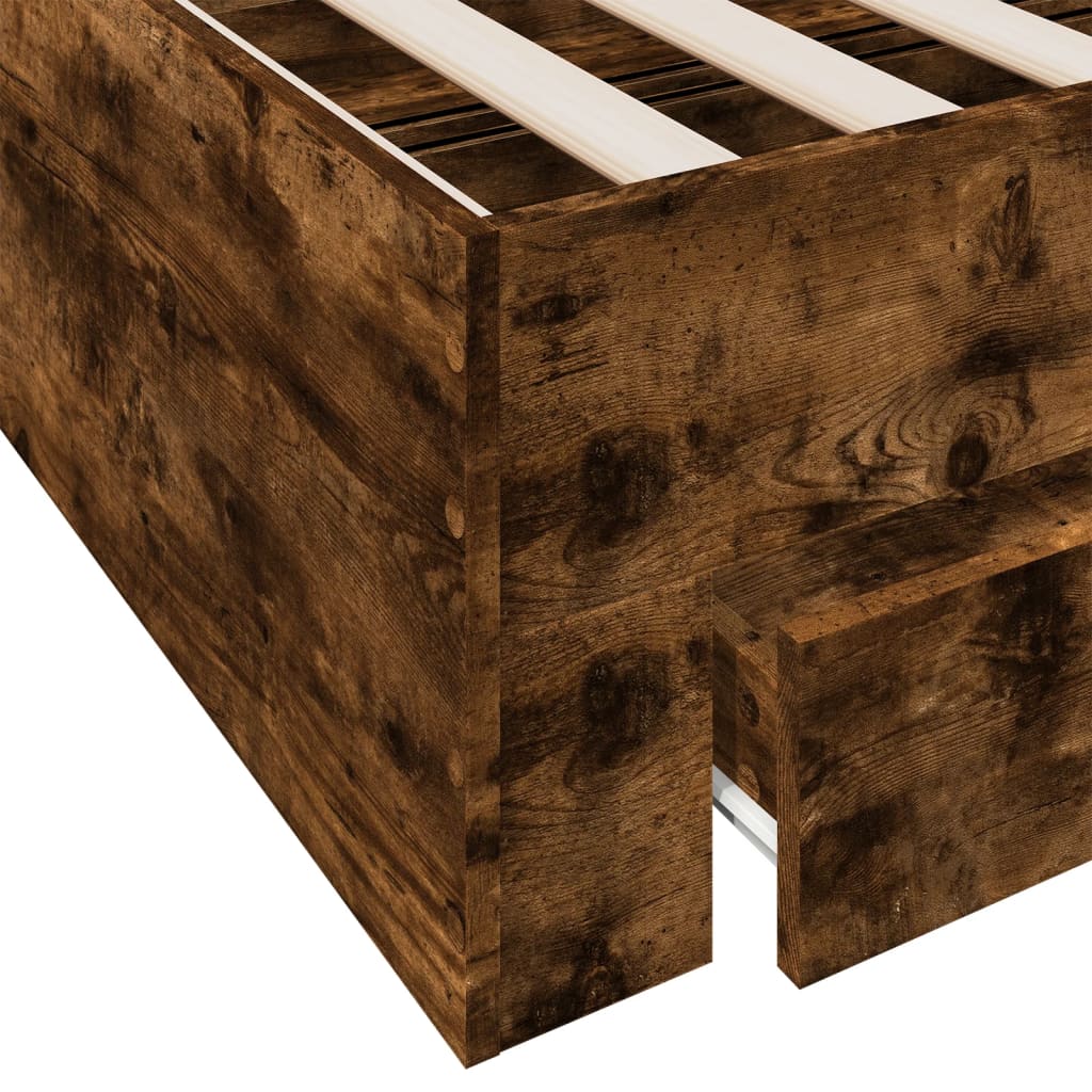 Giroletto con Cassetti Rovere Fumo 160x200 cm Legno Multistrato | homemem39