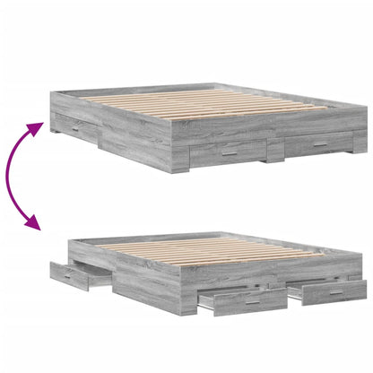 Giroletto Cassetti Grigio Sonoma 160x200 cm Legno Multistrato | homemem39