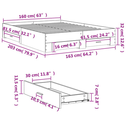 Giroletto Cassetti Grigio Sonoma 160x200 cm Legno Multistrato | homemem39
