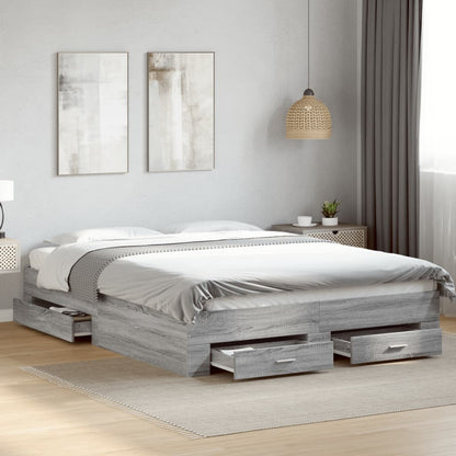 Giroletto Cassetti Grigio Sonoma 160x200 cm Legno Multistrato | homemem39