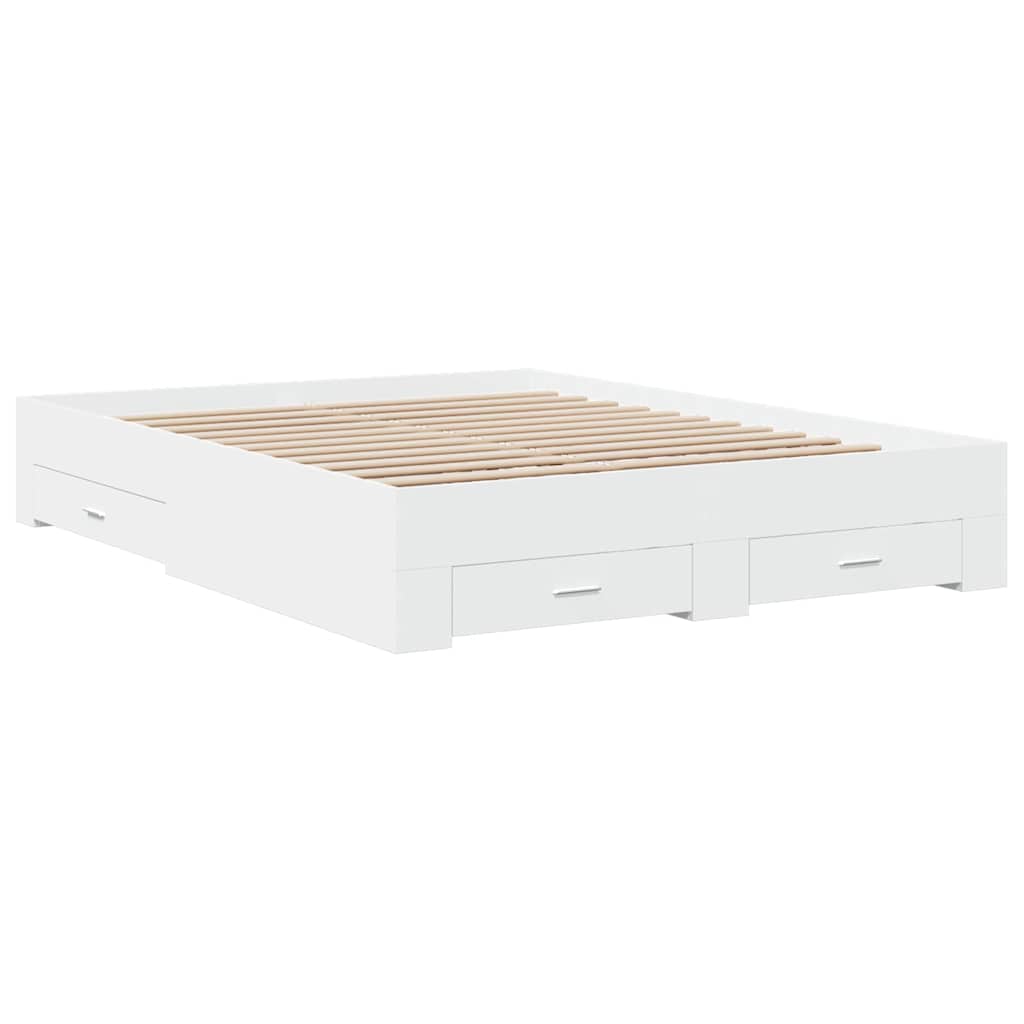 Giroletto con Cassetti Bianco 150x200 cm in Legno Multistrato | homemem39