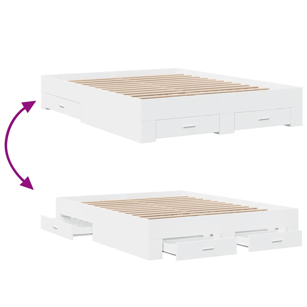 Giroletto con Cassetti Bianco 150x200 cm in Legno Multistrato | homemem39