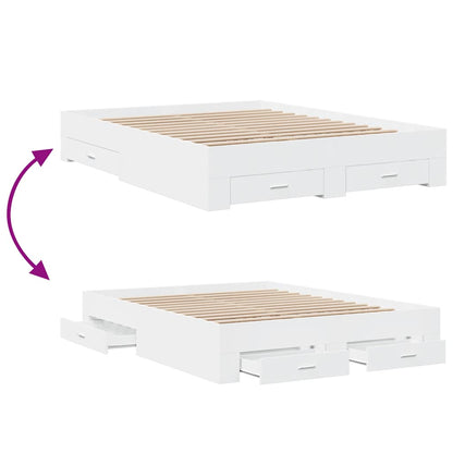 Giroletto con Cassetti Bianco 150x200 cm in Legno Multistrato | homemem39