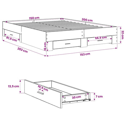 Giroletto con Cassetti Bianco 150x200 cm in Legno Multistrato | homemem39