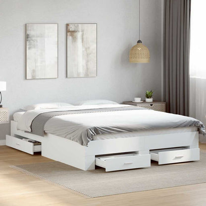 Giroletto con Cassetti Bianco 150x200 cm in Legno Multistrato | homemem39