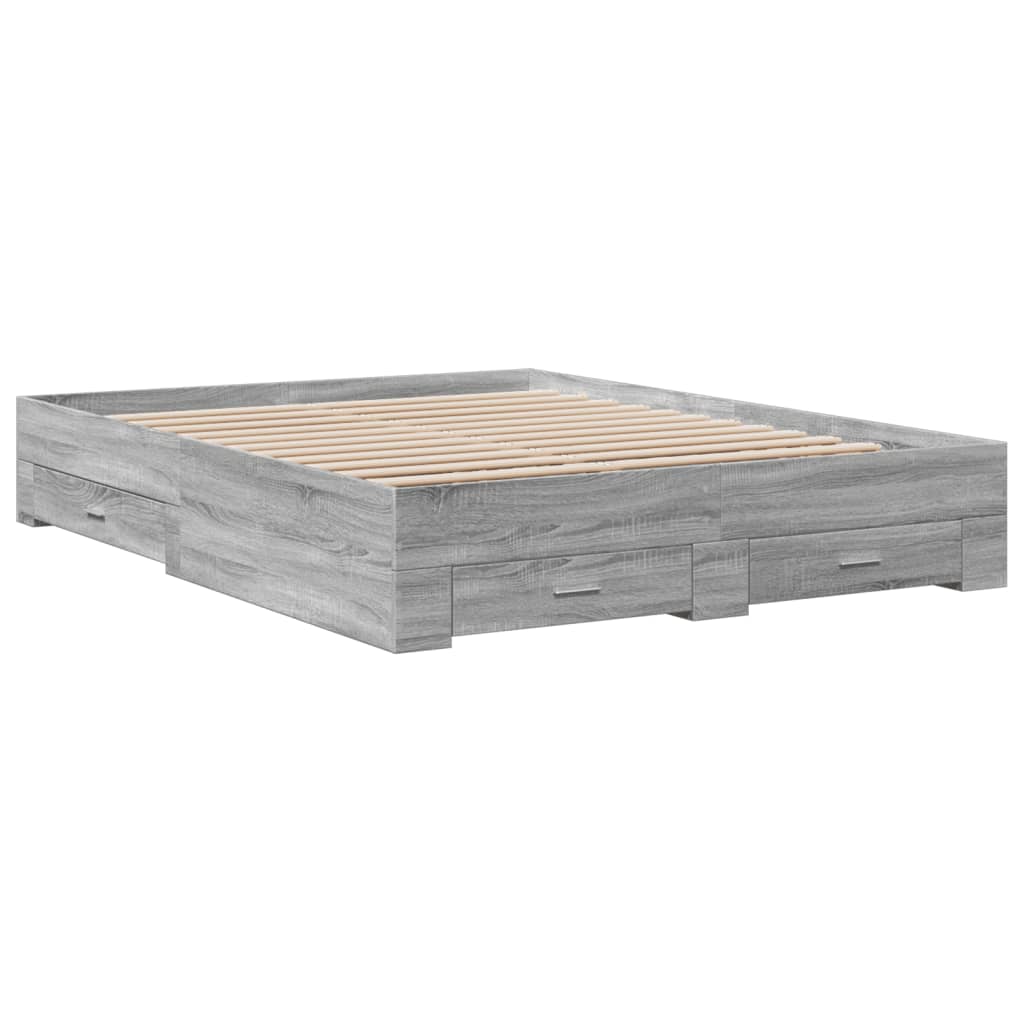 Giroletto Cassetti Grigio Sonoma 150x200 cm Legno Multistrato - homemem39