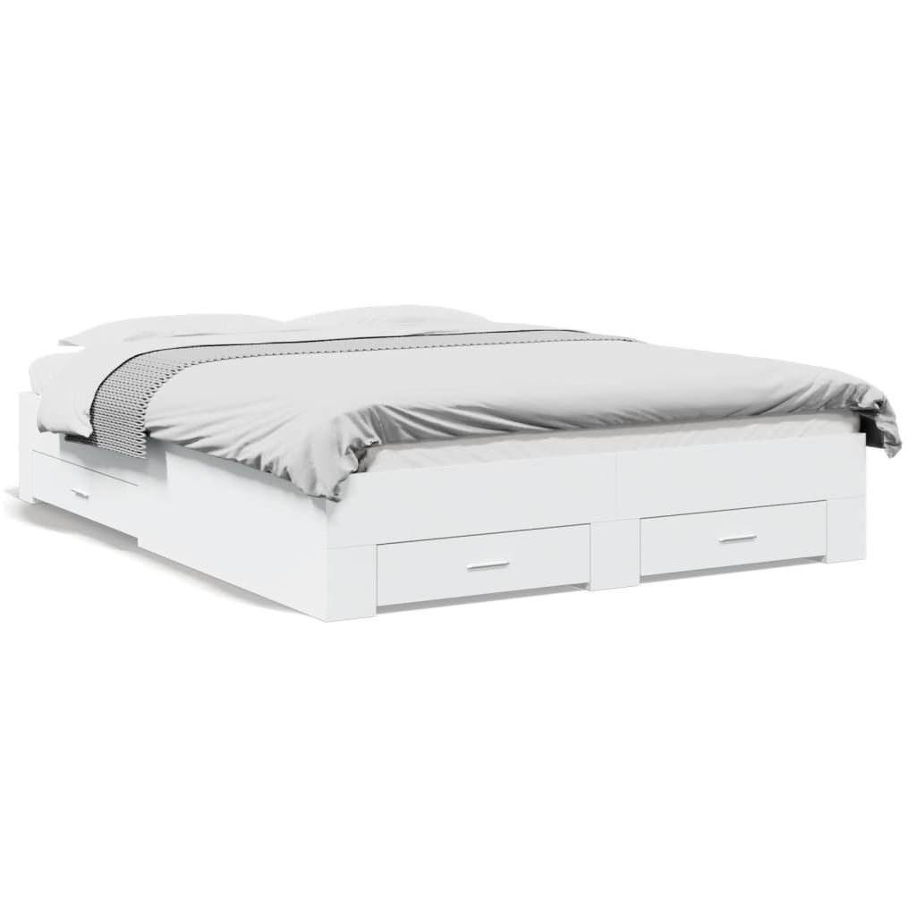 Giroletto con Cassetti Bianco 140x200 cm in Legno Multistrato - homemem39