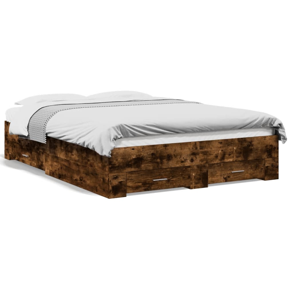 Giroletto con Cassetti Rovere Fumo 120x200 cm Legno Multistrato | homemem39