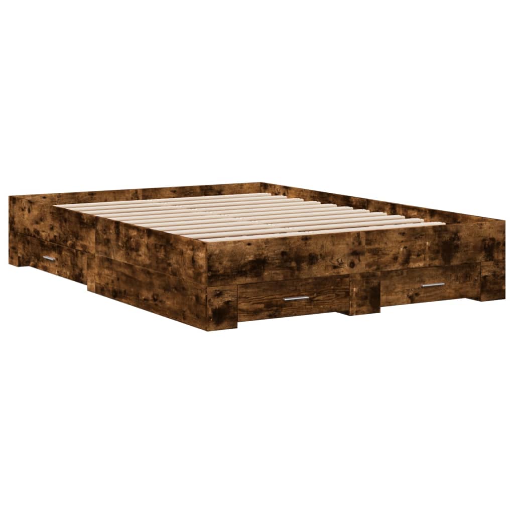 Giroletto con Cassetti Rovere Fumo 120x200 cm Legno Multistrato | homemem39