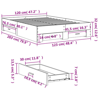 Giroletto con Cassetti Rovere Fumo 120x200 cm Legno Multistrato | homemem39