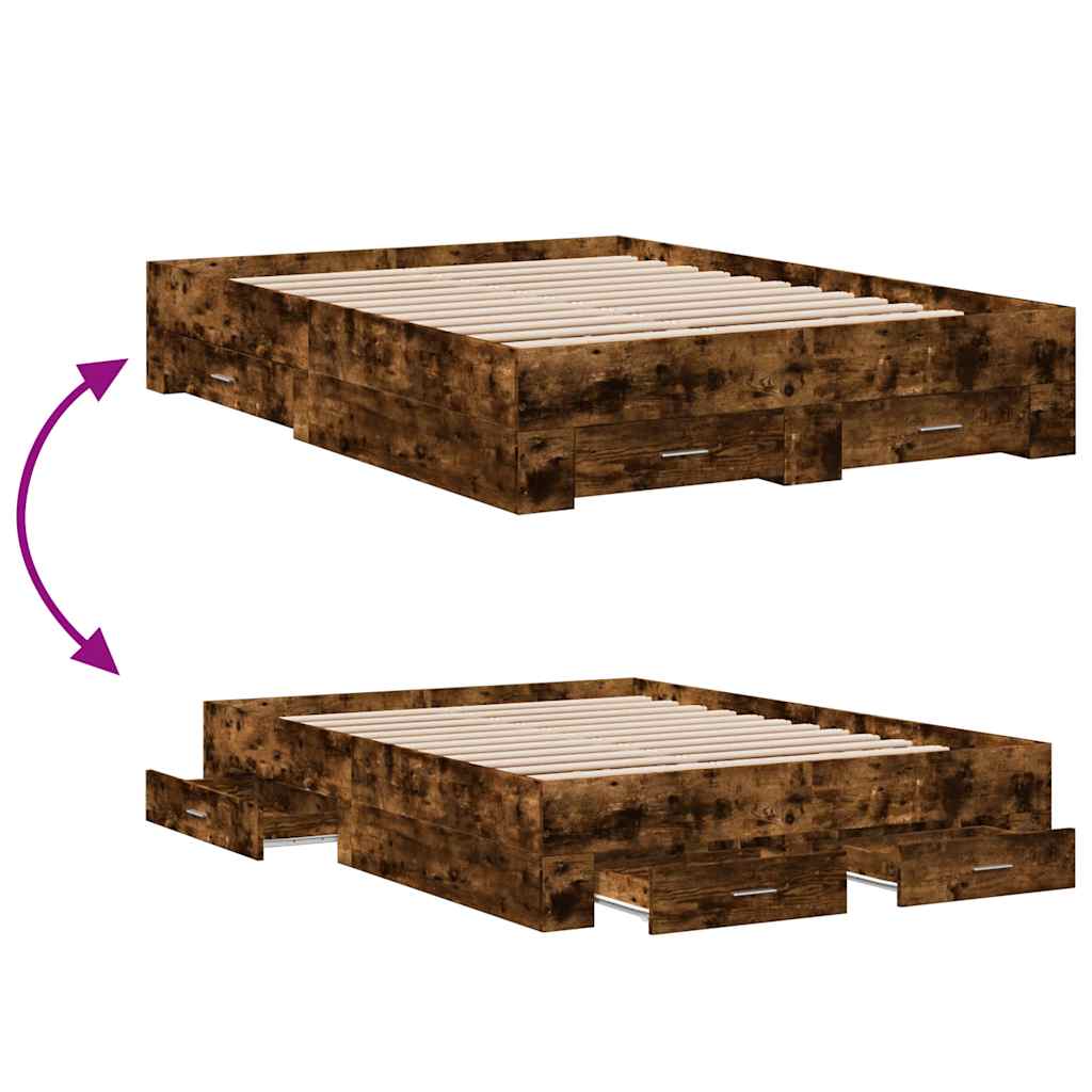 Giroletto con Cassetti Rovere Fumo 135x190 cm Legno Multistrato | homemem39