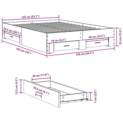 Giroletto con Cassetti Rovere Fumo 135x190 cm Legno Multistrato | homemem39