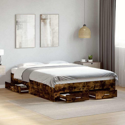 Giroletto con Cassetti Rovere Fumo 135x190 cm Legno Multistrato | homemem39