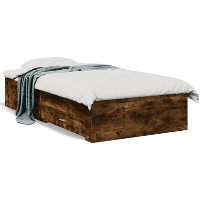 Giroletto con Cassetti Rovere Fumo 100x200 cm Legno Multistrato | homemem39