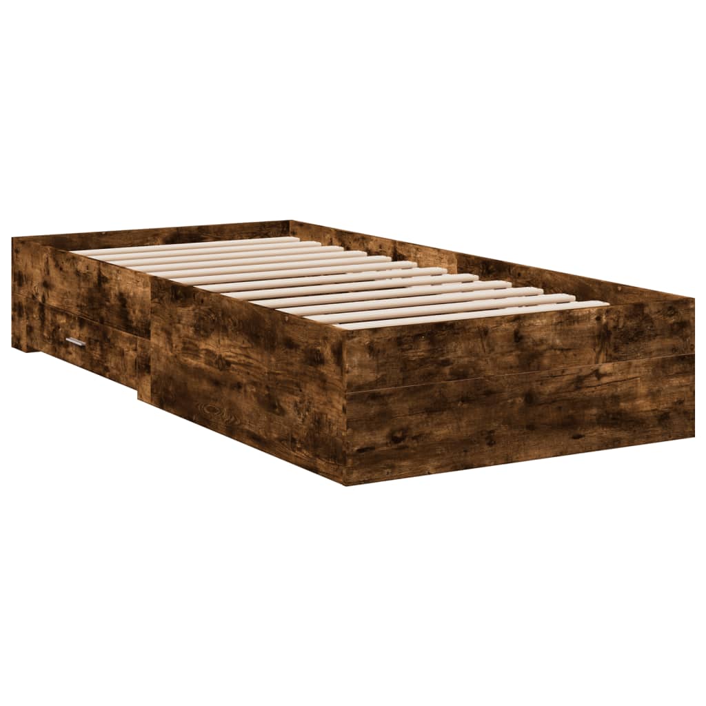 Giroletto con Cassetti Rovere Fumo 100x200 cm Legno Multistrato | homemem39