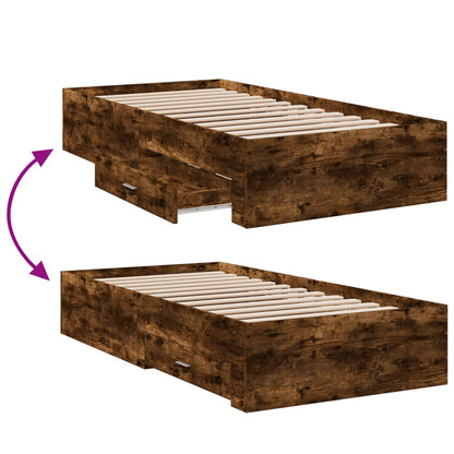 Giroletto con Cassetti Rovere Fumo 100x200 cm Legno Multistrato | homemem39