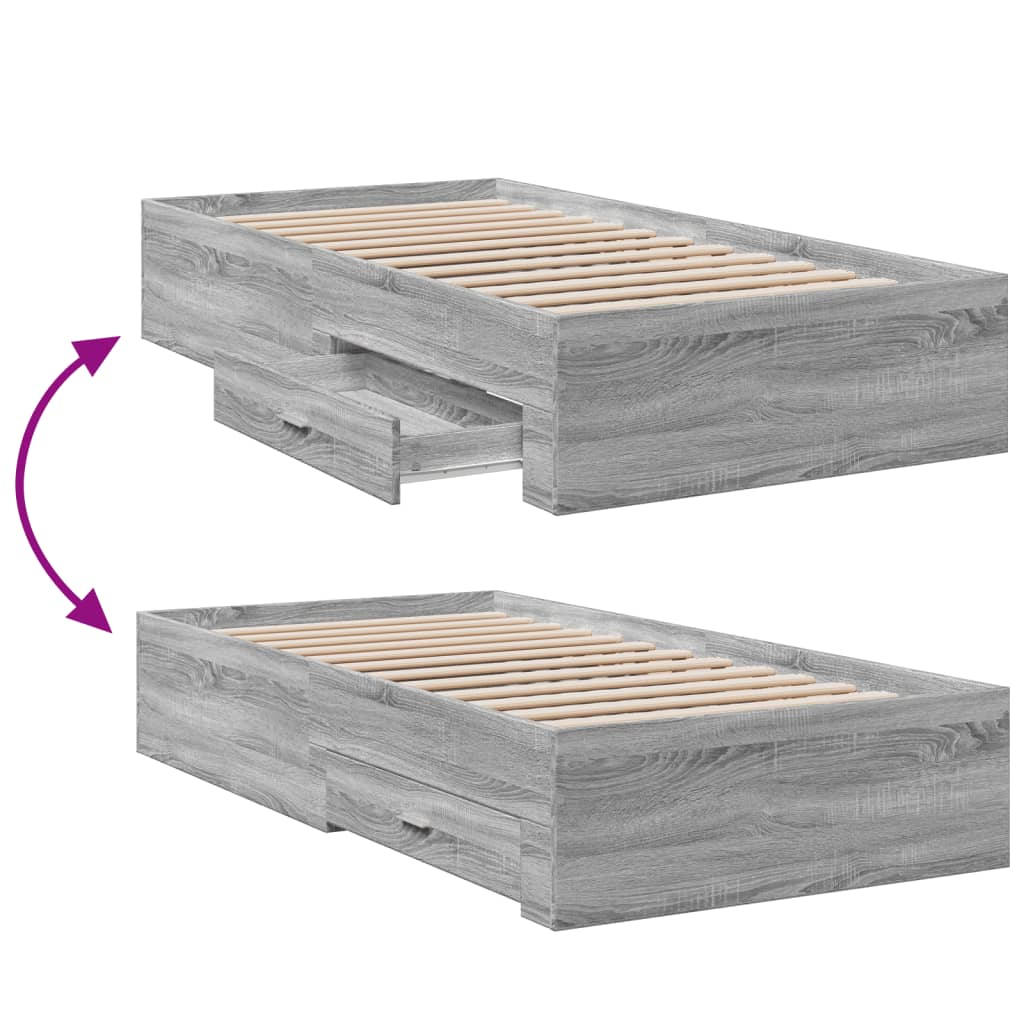 Giroletto Cassetti Grigio Sonoma 100x200 cm Legno Multistrato | homemem39