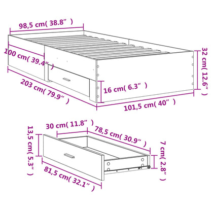 Giroletto Cassetti Grigio Sonoma 100x200 cm Legno Multistrato | homemem39