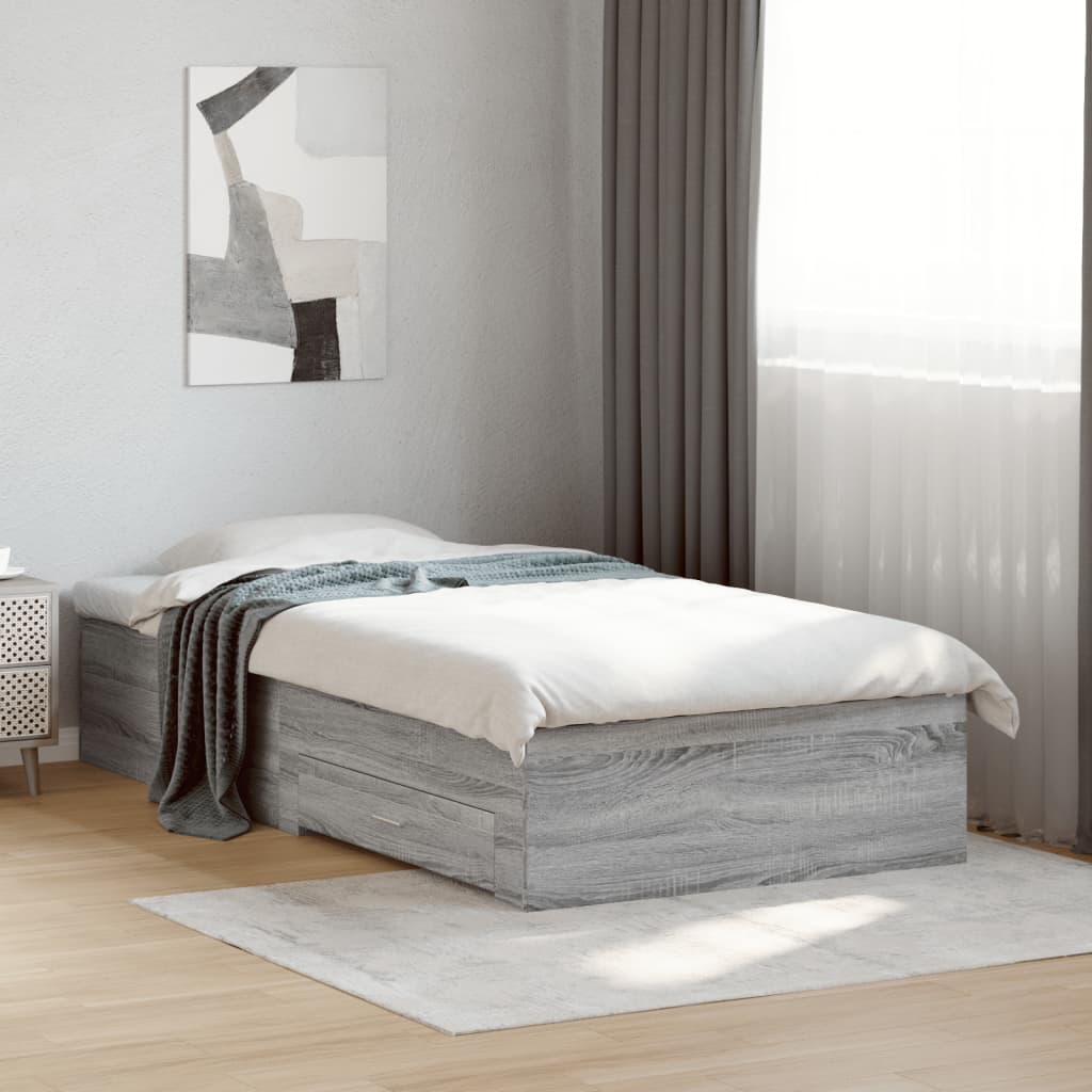 Giroletto Cassetti Grigio Sonoma 100x200 cm Legno Multistrato | homemem39
