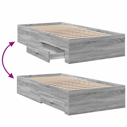 Giroletto Cassetti Grigio Sonoma 90x200 cm Legno Multistrato | homemem39