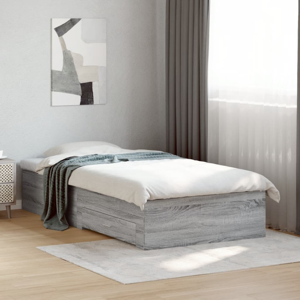 Giroletto Cassetti Grigio Sonoma 90x200 cm Legno Multistrato | homemem39