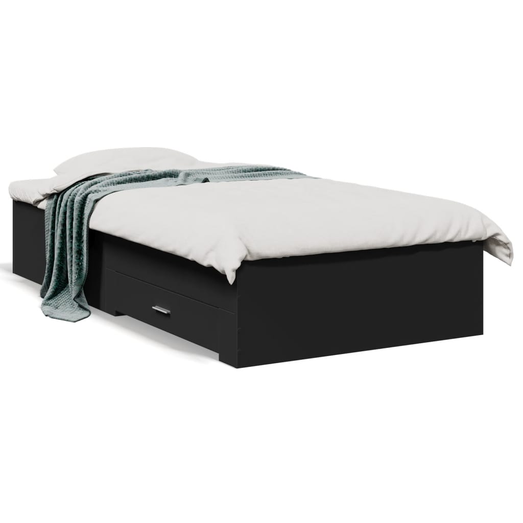 Giroletto con Cassetti Nero 75x190 cm in Legno Multistrato | homemem39