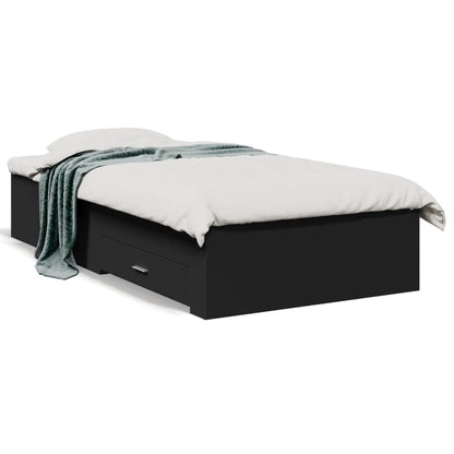 Giroletto con Cassetti Nero 75x190 cm in Legno Multistrato | homemem39