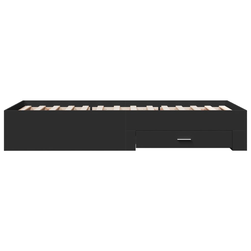 Giroletto con Cassetti Nero 75x190 cm in Legno Multistrato | homemem39