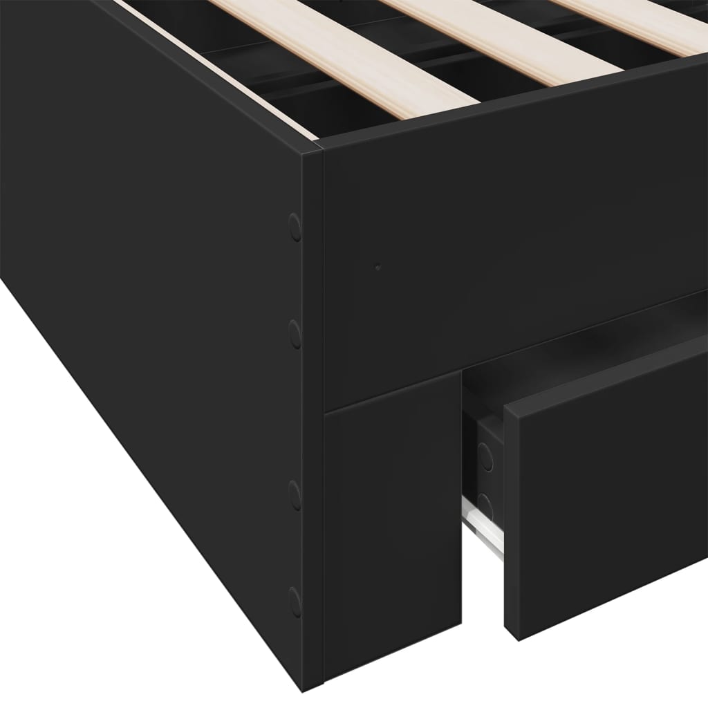 Giroletto con Cassetti Nero 75x190 cm in Legno Multistrato | homemem39