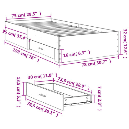 Giroletto Cassetti Grigio Sonoma 75x190 cm Legno Multistrato | homemem39