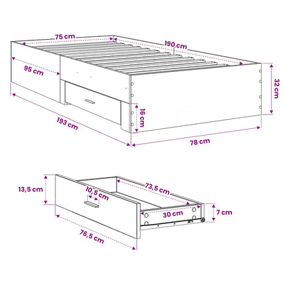 Giroletto Cassetti Rovere Marrone 75x190 cm Legno Multistrato | homemem39