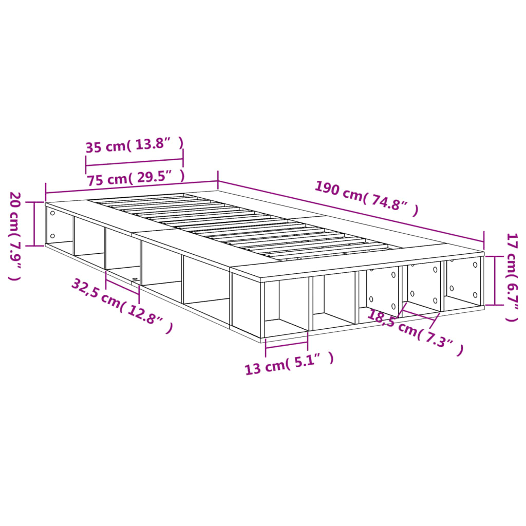 Giroletto Grigio Sonoma 75x190 cm in Legno Multistrato | homemem39