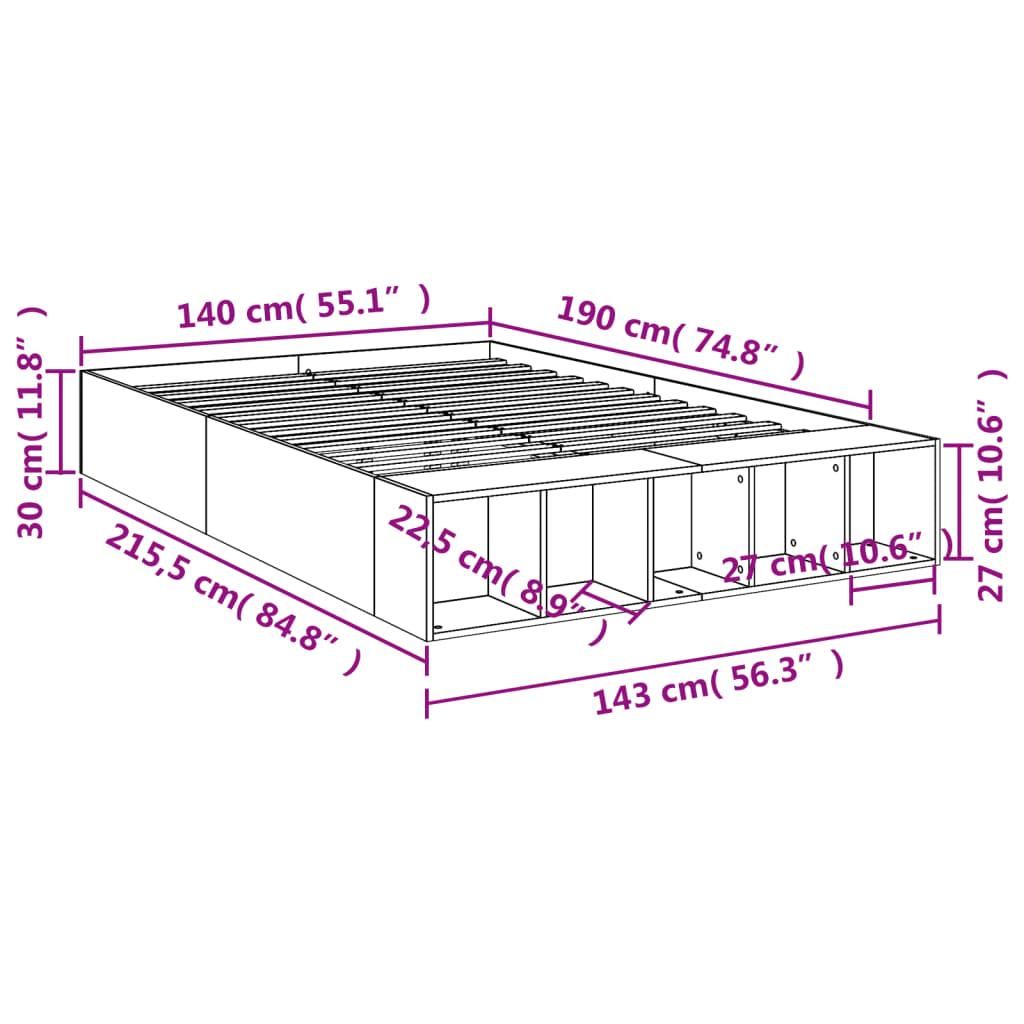 Giroletto Grigio Sonoma 140x190 cm in Legno Multistrato | homemem39